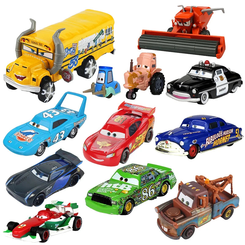 Disney Pixar Cars 3 Toys Lightning Mcqueen Race Div Fritter Miss Frank Collection 1:55 Diecast Metal Alloy Model Car Toy Gifts