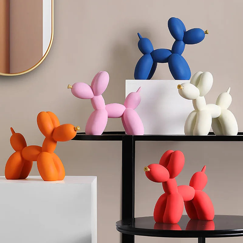 NORTHEUINS  Nordic Balloon Dog Figurines for Interior Resin Doggy Home Entrance Living Room Desktop Decoration Accessories Gifts