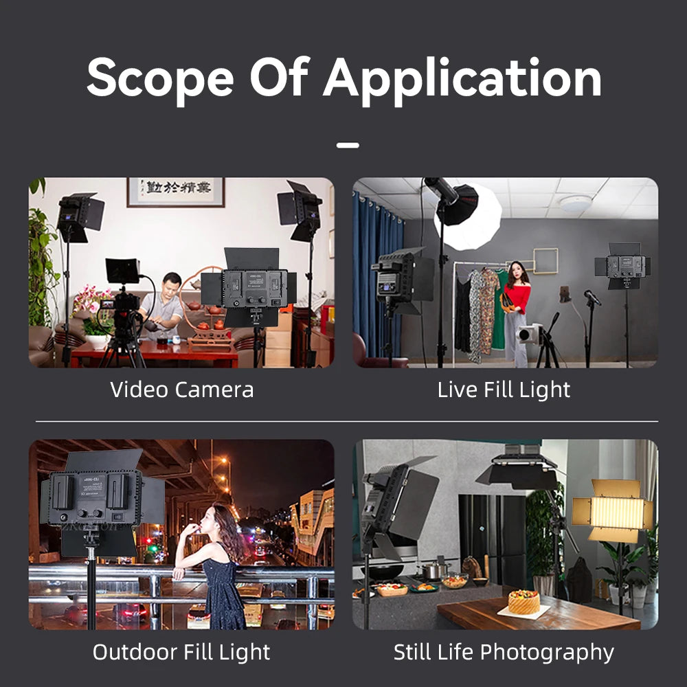 LED Fill Lamp Video Light Panel Bi-color 3200-6500K Photography Lighting Live Stream Tiktok Photo Studio Light With Tripod Stand