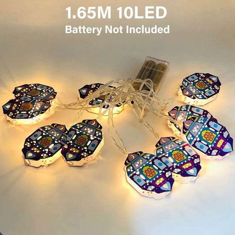 Eid Mubarak Moon Star Led String Lights Ramadan Decoraion for Home 2025 Ramadan Kareem Muslim Islam Al Adha Party Supplies