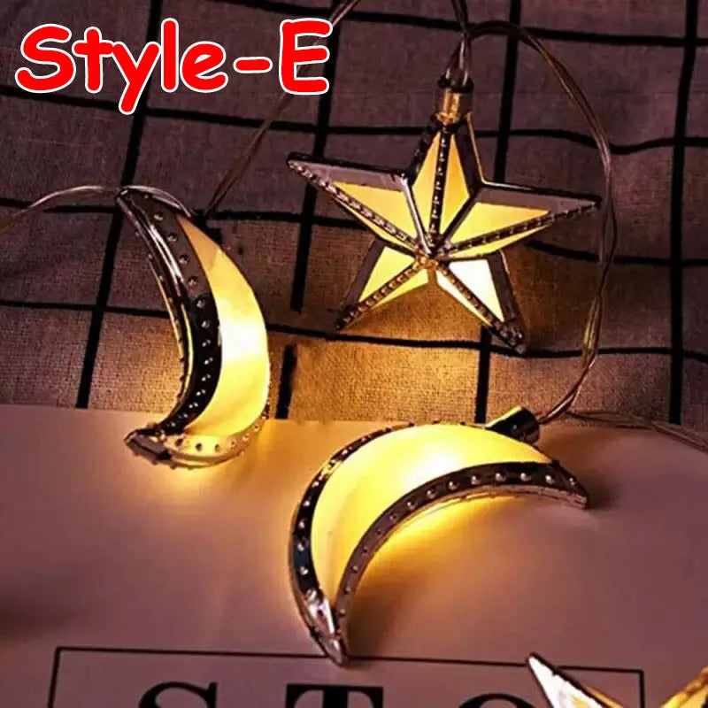 Ramadan Decoration Plastic Lantern Led String Lights Ramadan Kareem Decor Eid Mubarak Gift Al-Fitr Eid Festival Party Supplies