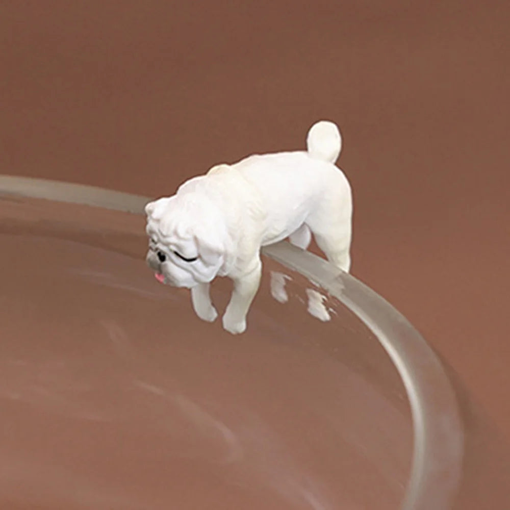 New Arrival Realistic Mini Pug Dog Figurine Hanging on Cup Rim DIY Fairy Garden Accessory Wholesale Dropshipping