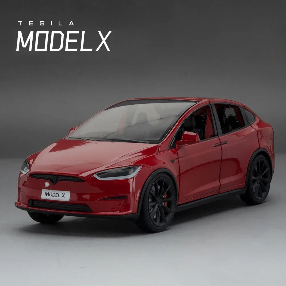 1:24 Tesla Model X  Tesla Model 3 Alloy Die Cast Toy Car Model Sound and Light Children's Toy Collectibles Birthday gift