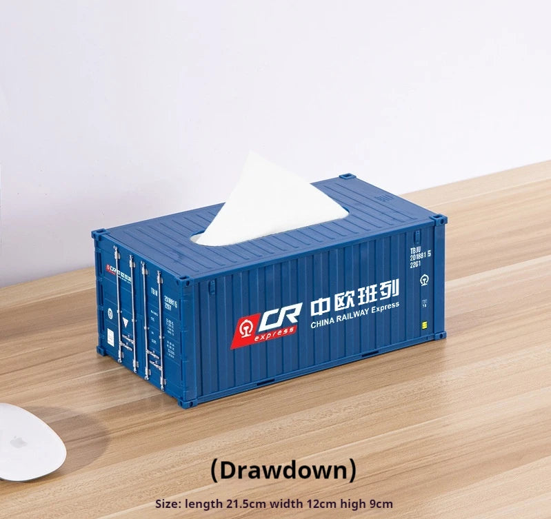 Creative Docker Shipping Container Model Tissue Box Mini Container Model Creative Plastic Living Room Facial Tissue Holder