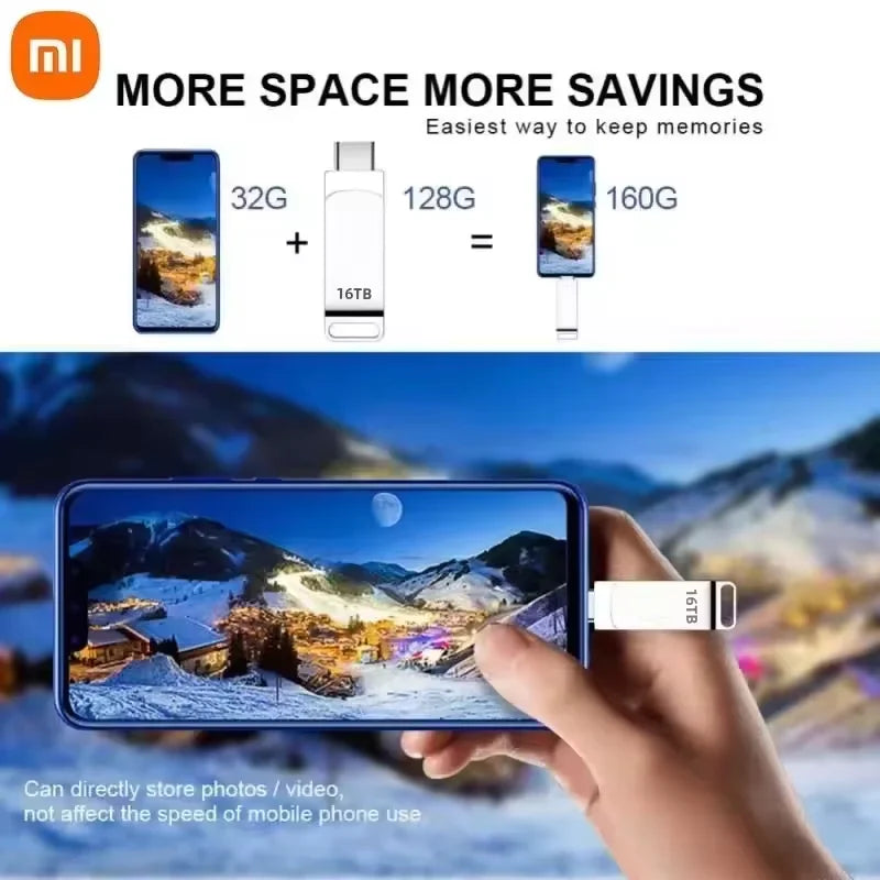 Xiaomi 16TB USB 3.2 Flash Drives High Speed Transfer Metal Pendrive Memory Card Pendrive Flash Disk Memoria Waterproof Stick