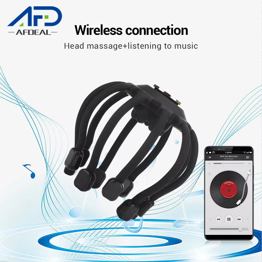 Head Massager Electric Octopus Claw Anti Stress Hair Massage Rechargable Bluetooth Therapy Device Head Scratcher Scalp Massager