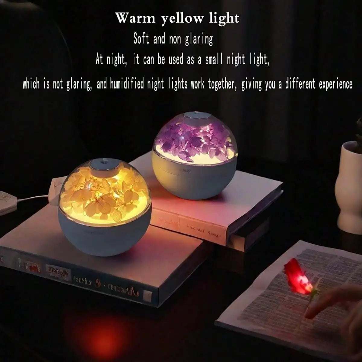 2025 New USB Power Cord Mini Simulated Flower Air Humidifier Aroma Diffuser Essential Oil Diffuser With Warm Night Lights