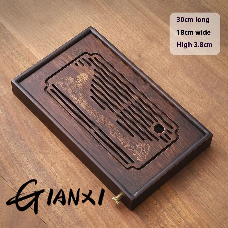 GIANXI Jiangshan Tea Tray Household Small Drain Tea Table Bamboo Tea Tray Kung Fu Tea Set Accessories Tea Sea Dry Brewing Table