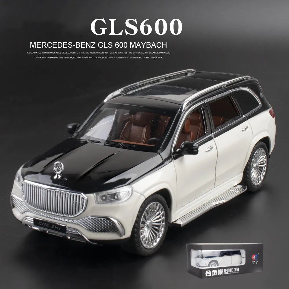 1:24 Benz GLS 600 SUV Alloy Off-Road Vehicles Diecast Metal Scale Model Car Sound＆Light Collection Childrens Toy Miniature Car