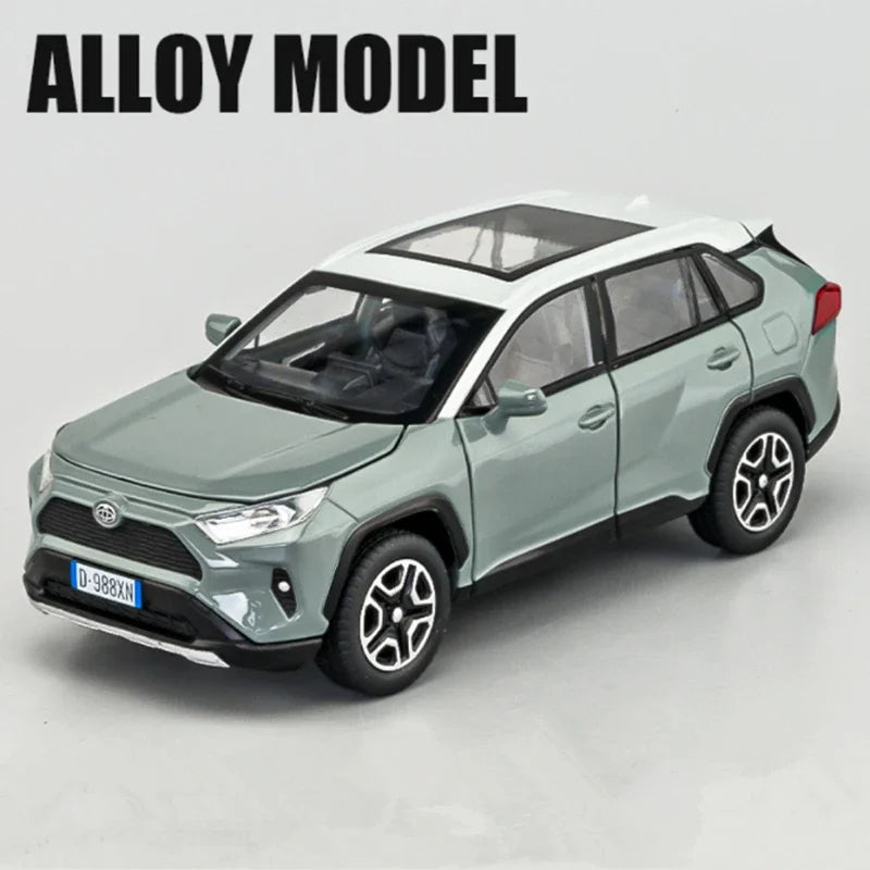 1:32 Toyota RAV4 SUV Alloy Car Model Diecast Metal Vehicles Car Model High Simulation Sound Light Collection Childrens Toy Gift