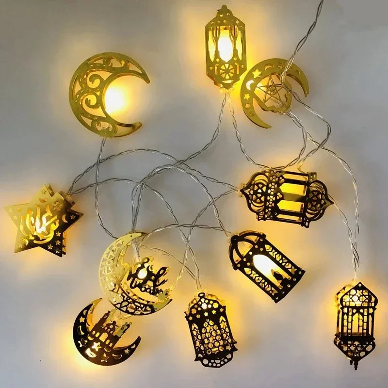 Eid Mubarak Moon Star Led String Lights Ramadan Decoraion for Home 2025 Ramadan Kareem Muslim Islam Al Adha Party Supplies