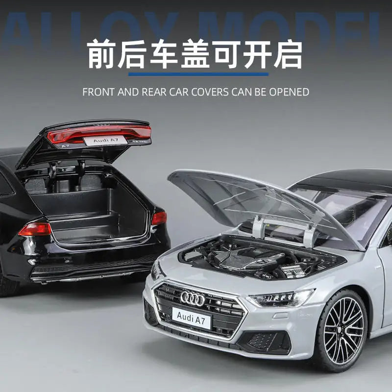 1:24 Audi A7 Alloy Toy Car Model Wheel Steering Sound and Light Children's Toy Collectibles Birthday Gift