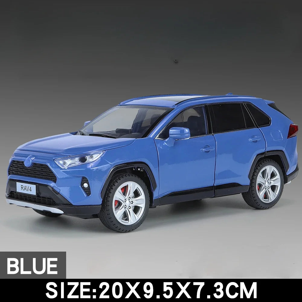 1/24 Scale RAV4 Alloy Diecast Toys Car Models Simulation Metal With Pull Back Sound And Light Vehicles Collection Kids Gifts Toy