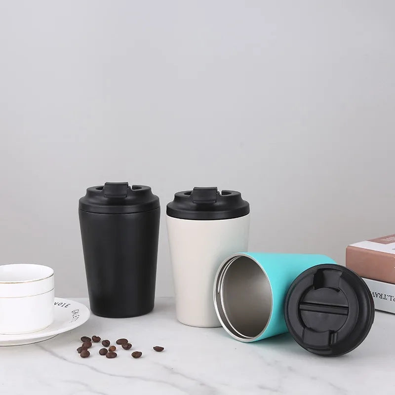 Simple and Stylish Vacuum Flask Coffee Cup304 Stainless Steel American Style Portable for Travel Vehicle-mounted Leak-proof Cup