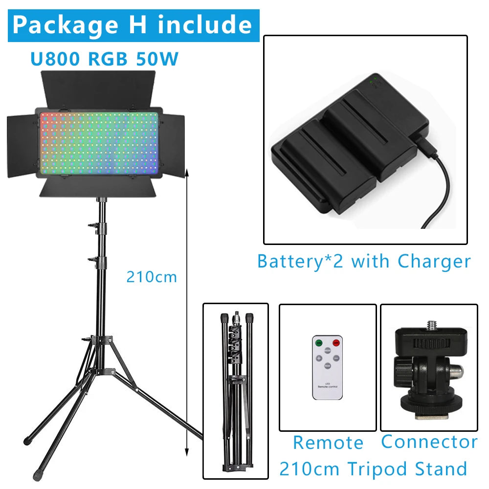 U800 RGB Photo Light LED Photo Studio Light Camera Phone Video Recroding RGB Panel Lamp LED Vdieo Light for YOUTUBE Tiktok LIVE