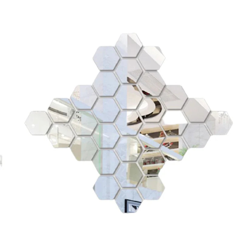 12 pieces Hexagonal 3D Mirror Wall Decal Perfect Acrylic Wall Decal Decal Home Decoration Mirror Art Decoration home decoration