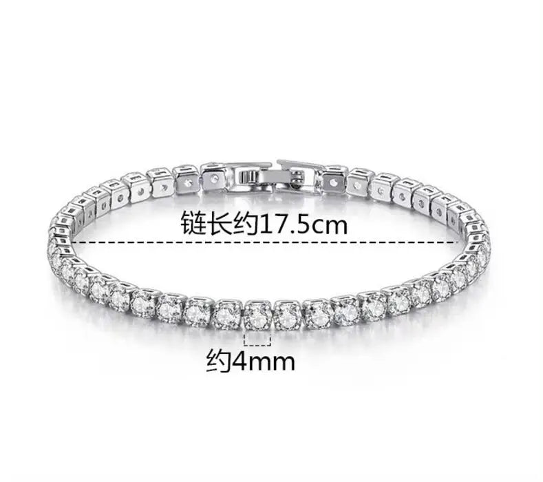 Pure Silver Of 17.5-18CM Tennis Bracelet Jewelry 2-4mm 5A CZ Eternal Gift For Wife Stunning Real 925 Jewellery