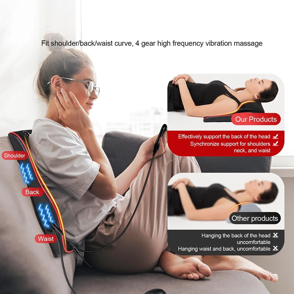 Back And Neck Cervical Massage Pillow Airbag Waist Kneading Massage Cushion Lumbar Chair Massager Car Back Pillow masajeador