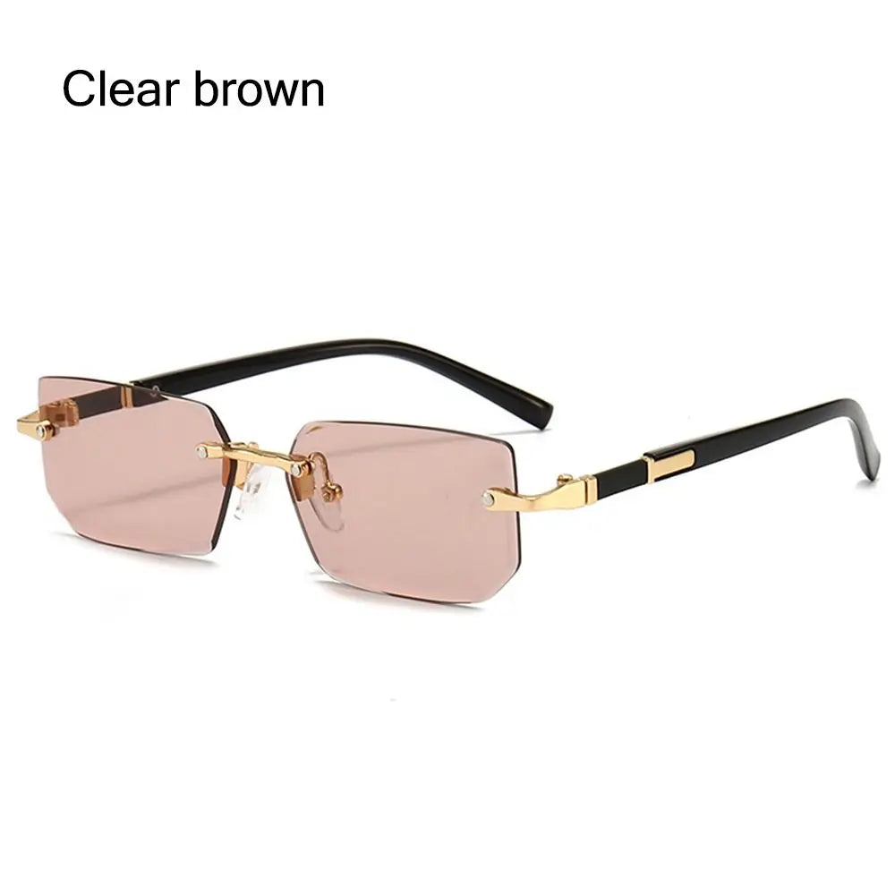 Rimless Sunglasses Rectangle Fashion Popular Women Men Shades Small Square Sun Glasses For Female male Summer Traveling Oculos