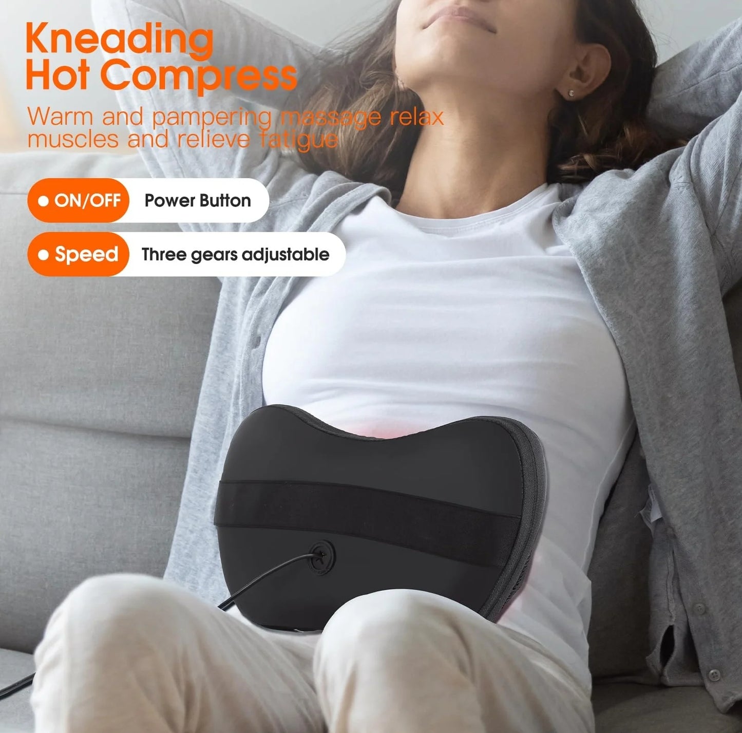 Heating Neck Massager 4 Head And Neck Protection Massage Pillow for Back,Shoulders,Legs,Muscle Pain Relief,Use at Home,Car so on