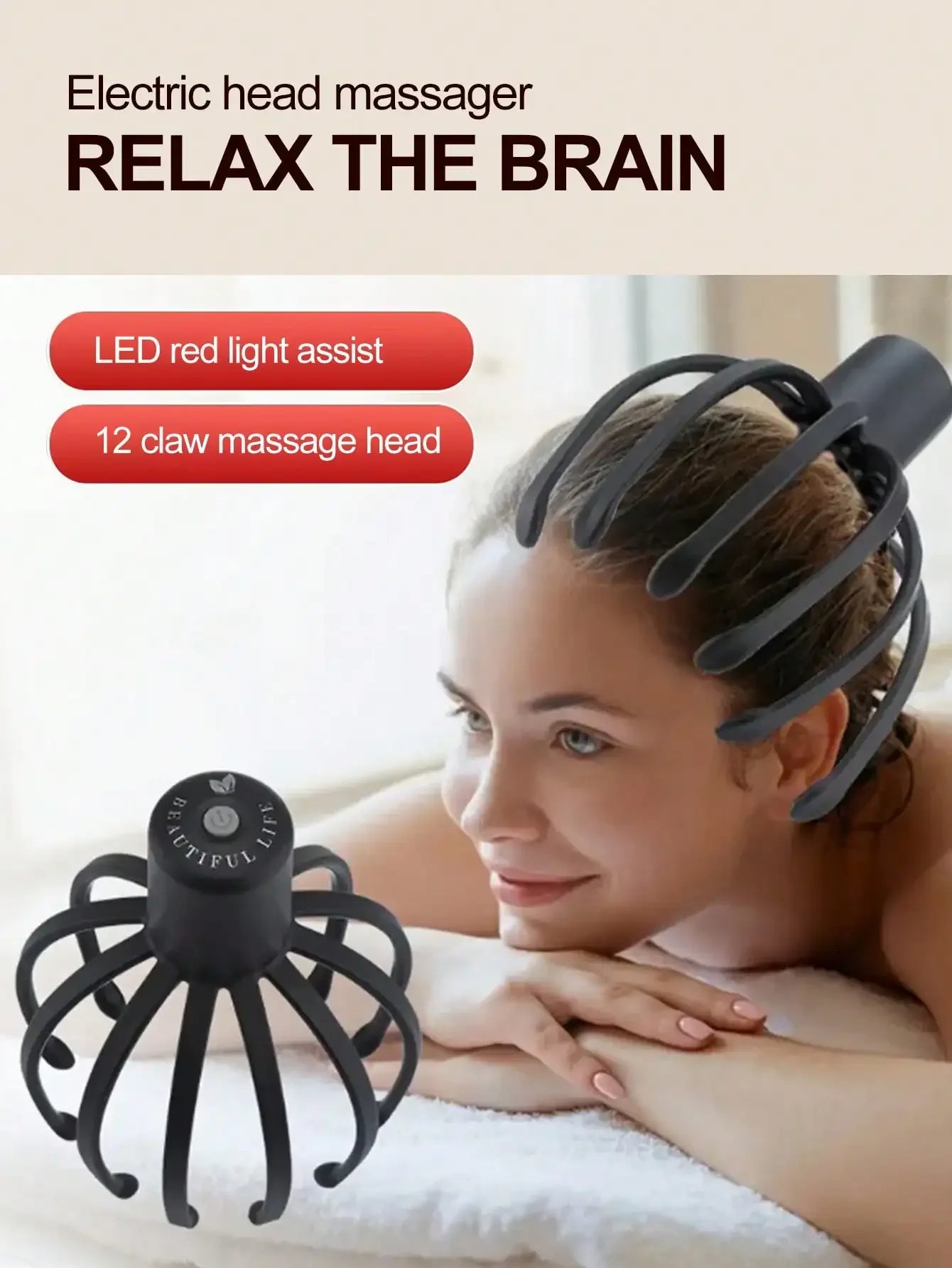 Intelligent Electric Octopus Head Massager Soul Extraction, Head Scratching Meridian Dredging, Scalp Massage And Relaxation Tool