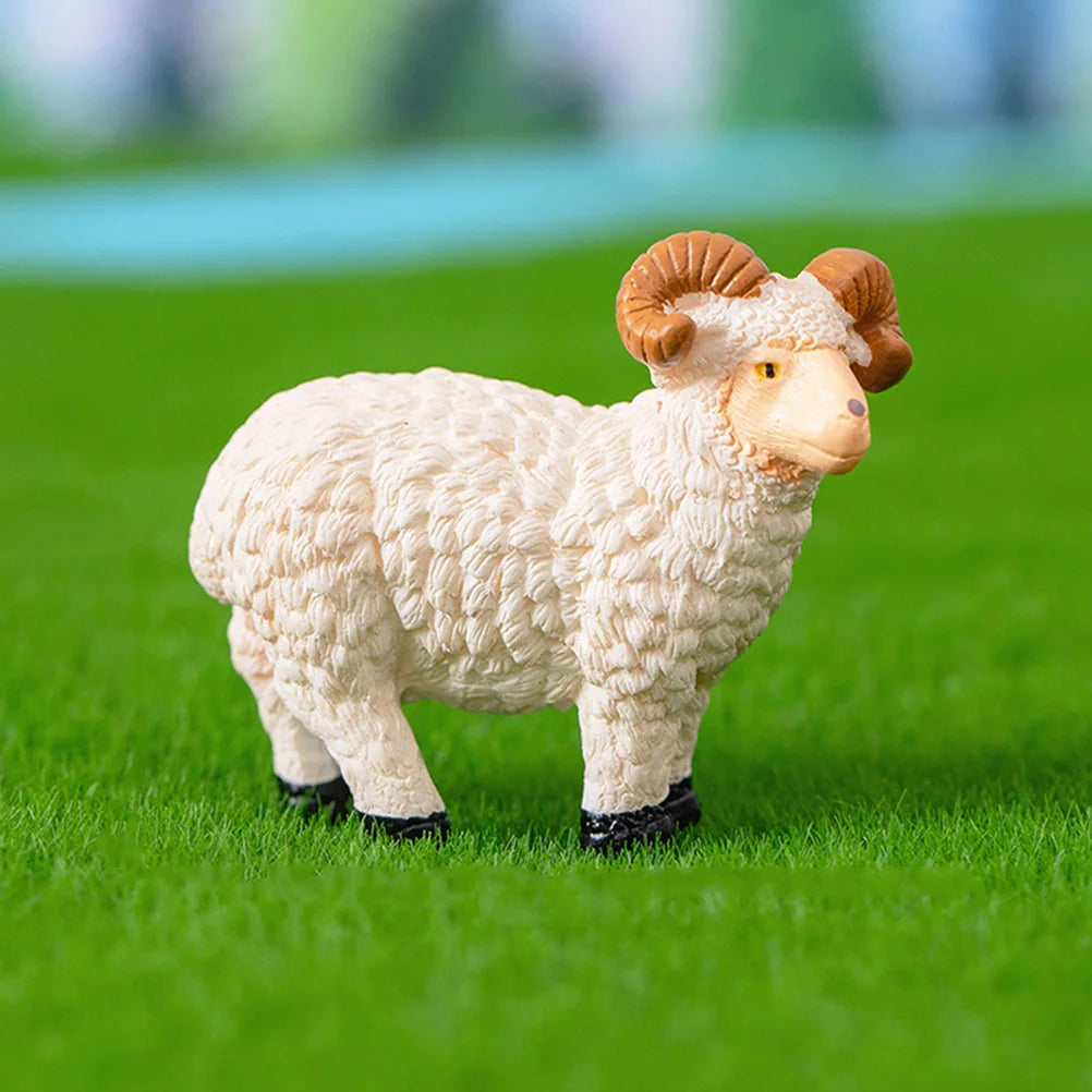 6 Pcs Micro Landscape Decoration Animal Goat Statues for Home Mini Figurine Resin Office Table Sheep Sculptures Decorations