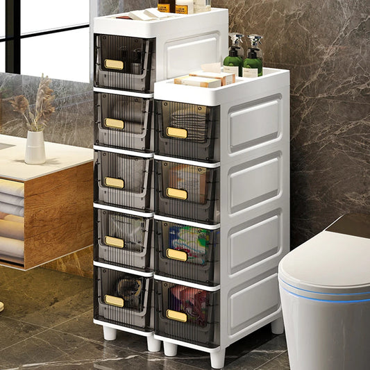 4/5 Tier Bathroom Storage Cabinet Waterproof Narrow Toilet Paper Storage Racks Home Kitchen Crevice Cabinet Storage Cupboard