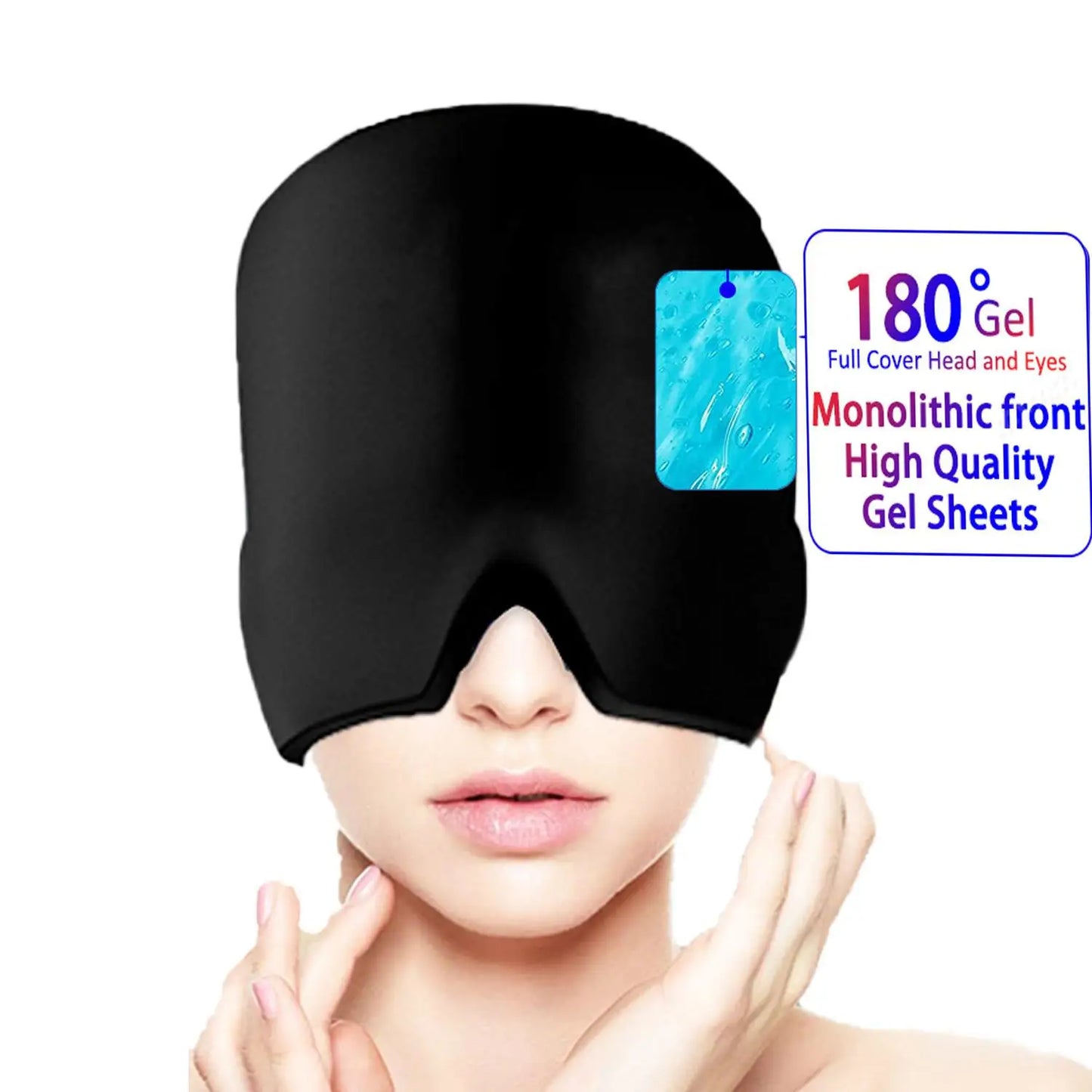 Migraine Headache Hat Head Eye Coverage Gel Hot Cold Therapy Headache Migraine Relief Cap Pressure Pain Relief Head Massage