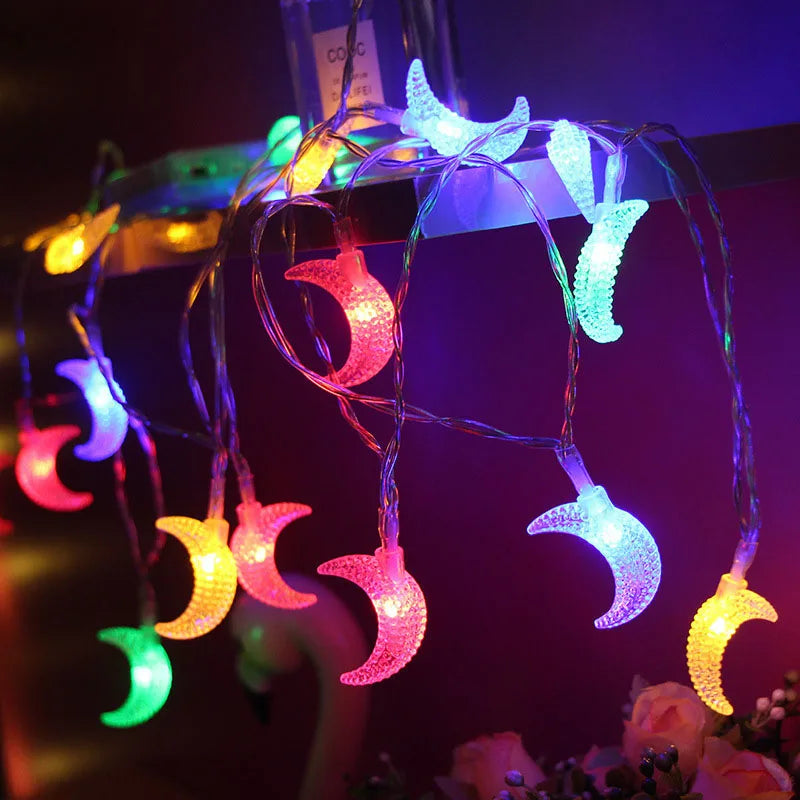 2025 Ramadan Decoration Moon Star Led String Lights EID Mubarak Home Decor Hanging String Lights Islamic Muslim Party Supplies