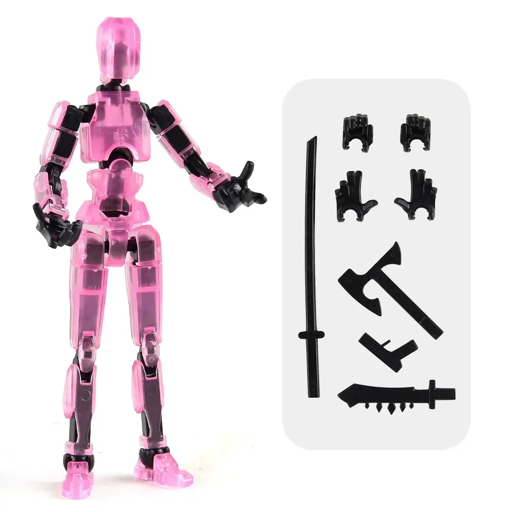 DIY Luminous T13 Multi-Jointed Movable Shapeshift Robot 3D Printed Mannequin Lucky robot and dog Action Figures Toys kids Gifts