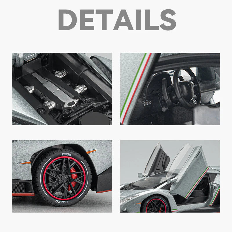 1:24 Lamborghinis Veneno Supercar Alloy Cast Toy Car Model Sound and Light Children's Toy Collectibles Birthday gift