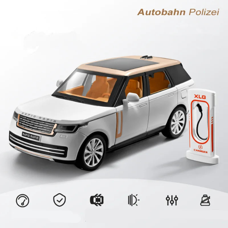 1/24 Range Rover SUV Alloy Car Model Diecasts Metal Off-road Vehicles Car Model Sound Light Simulation Collection Kids Toys Gift