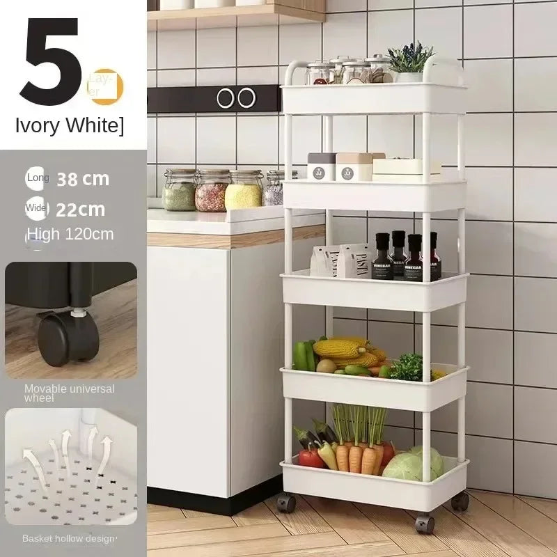 A+Trolley Rack Kitchen Floor Bedroom Multi-Layer Baby Snacks Mobile Bathroom Bathroom Storage Storage Rack