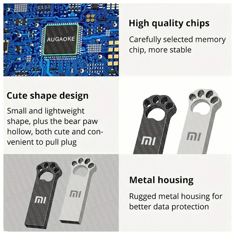 Xiaomi 2TB Metal Flash Drive USB 3.2 Super High Speed Type C Transfer Mini U Disk Pen Drive Memory Waterproof Disk SSD U Drive