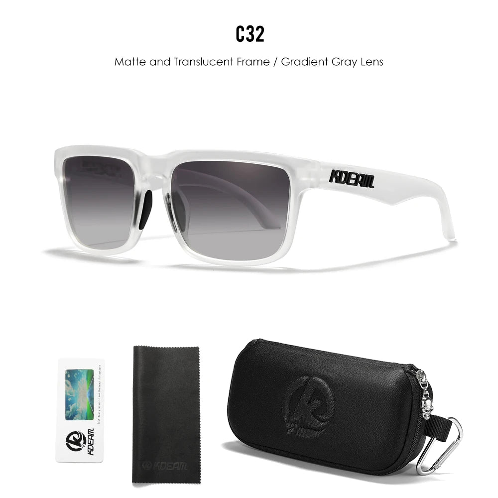 KDEAM Men's Polarized Sunglasses Square Casual Outdoors Sun Glasses Women Unisex Sunglass For Couple With Zipper Case