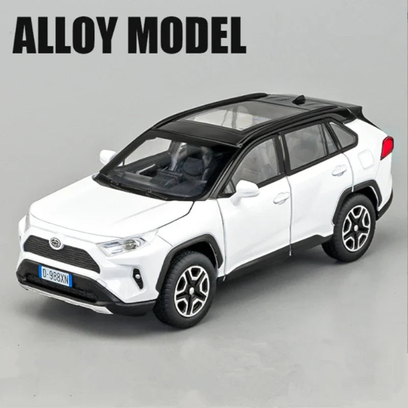 1:32 Toyota RAV4 SUV Alloy Car Model Diecast Metal Vehicles Car Model High Simulation Sound Light Collection Childrens Toy Gift