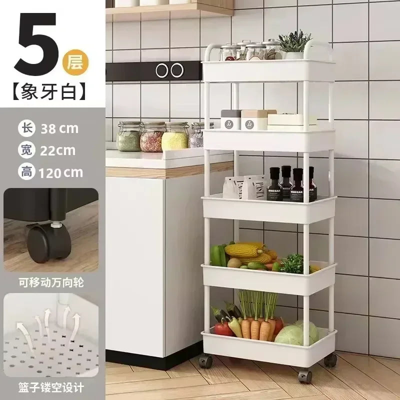 2025 4/5 layer Multi-Layer Trolley Rack Kitchen Floor Bedroom Baby Snacks Mobile Bathroom Bathroom Storage Storage Rack