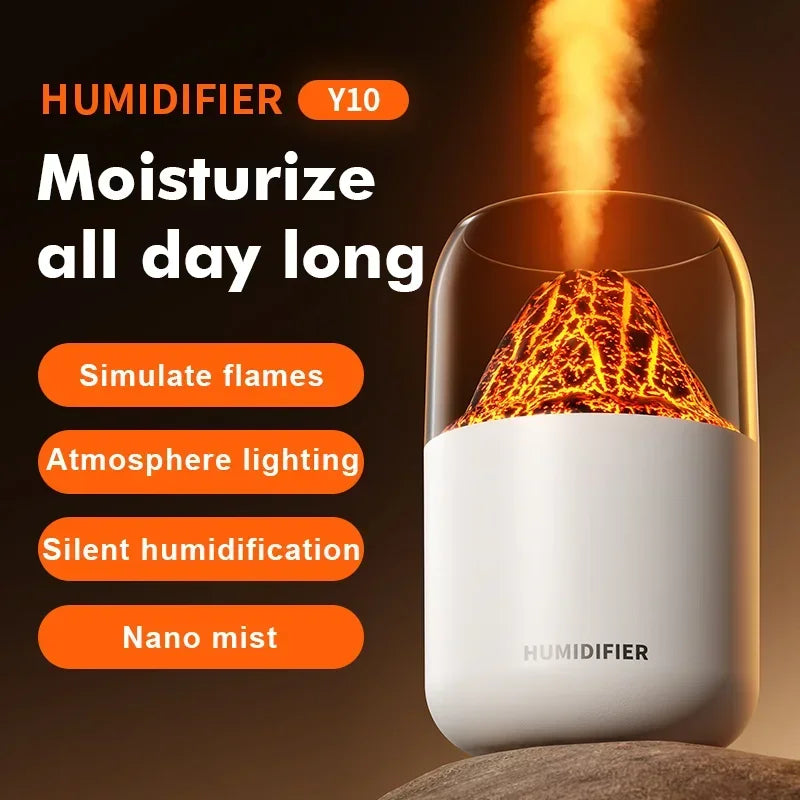 Mini Humidifier USB Volcano Humidifier Atomizer with Atmosphere Light Mute Humidifier Creative Gift Humidifier Spray Machine