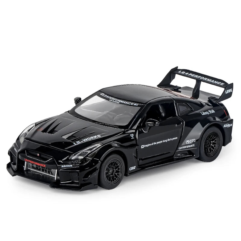 1:32 GT-CSR2 Alloy Exquisite Sports Car Model Fast Furious Simulation Miniature Toys Sound Light Children Gift Collect Hobby