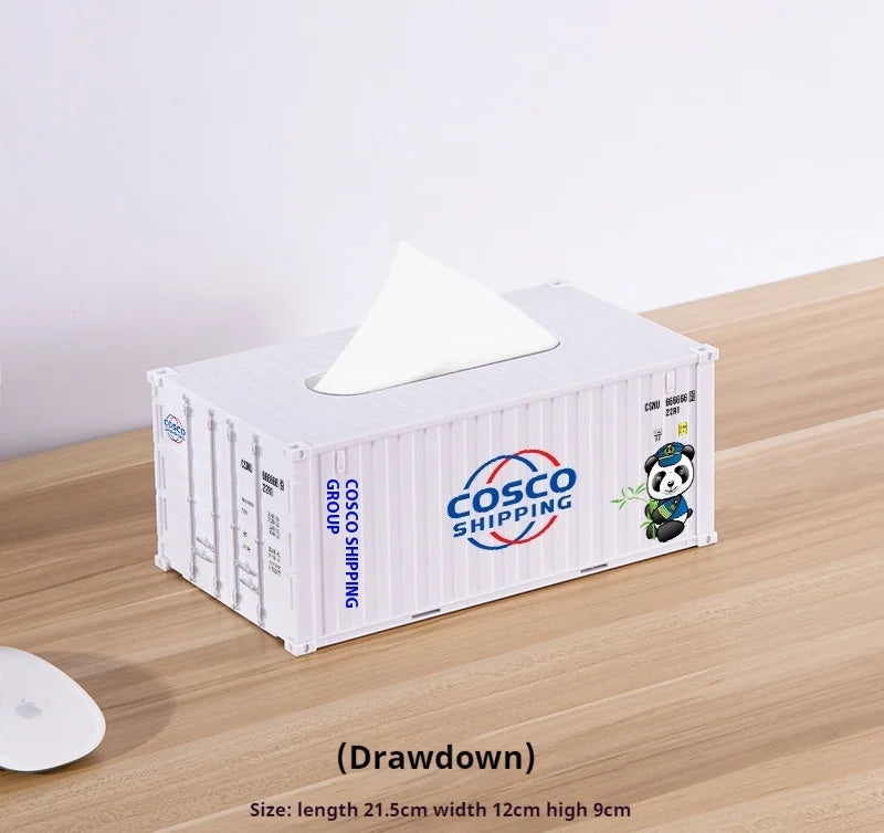 Creative Docker Shipping Container Model Tissue Box Mini Container Model Creative Plastic Living Room Facial Tissue Holder