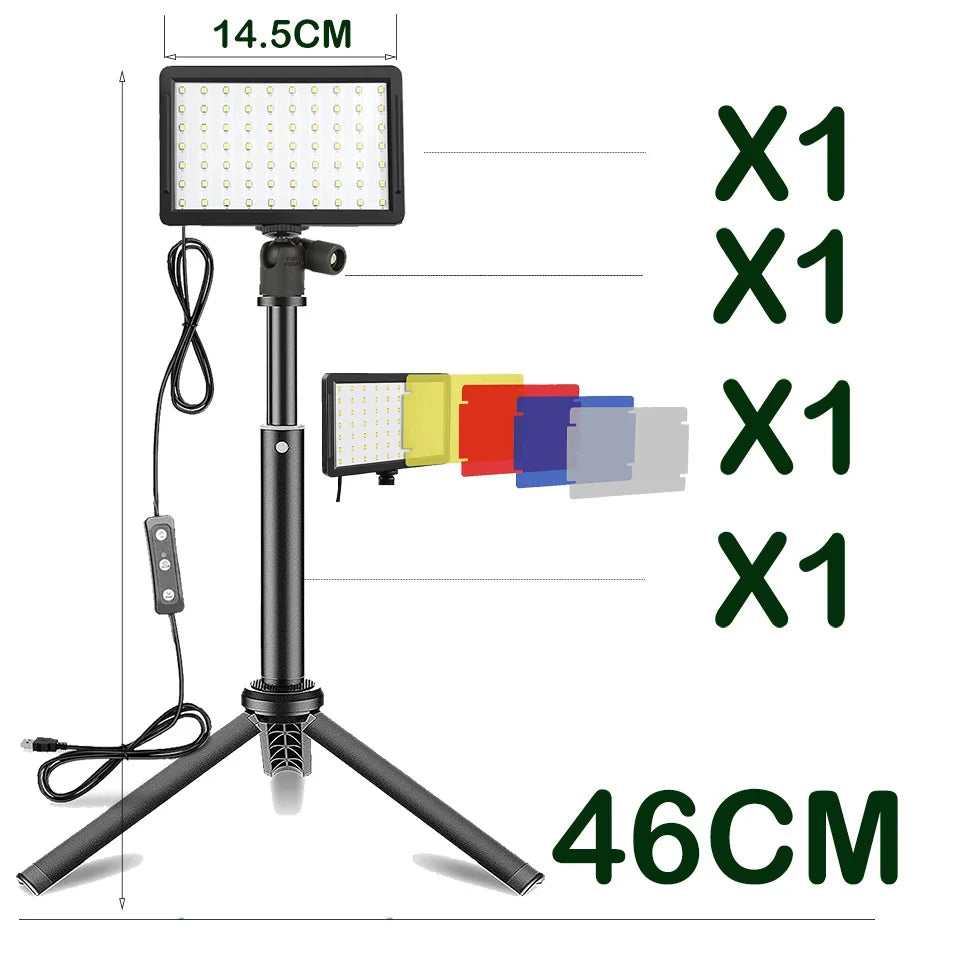 LED Photography Video Light Panel Lighting Photo Studio Lamp Kit With Tripod Stand RGB Filters For Shoot Live Streaming Youbube