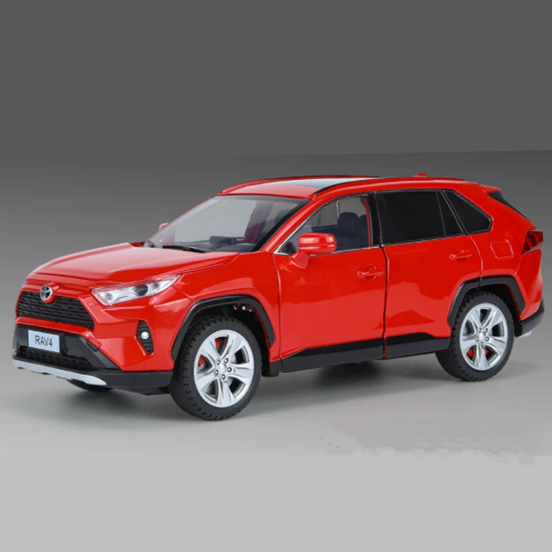 1:24 Toyotas RAV4 SUV Alloy Car Model Diecasts Metal Toy Vehicles Car Model Sound and Light Simulation Collection Childrens Gift