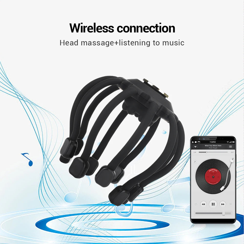 Electric Octopus Claw Head Massager Bluetooth Music Head Scratcher Massage Machine Relief Stress Fatigue Vibration Scalp Massage