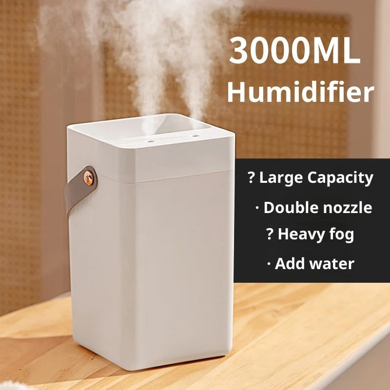 Home dual spout mist humidifier large capacity digital display with dual spout mute Fogger portable  Office USB Air Humidifier