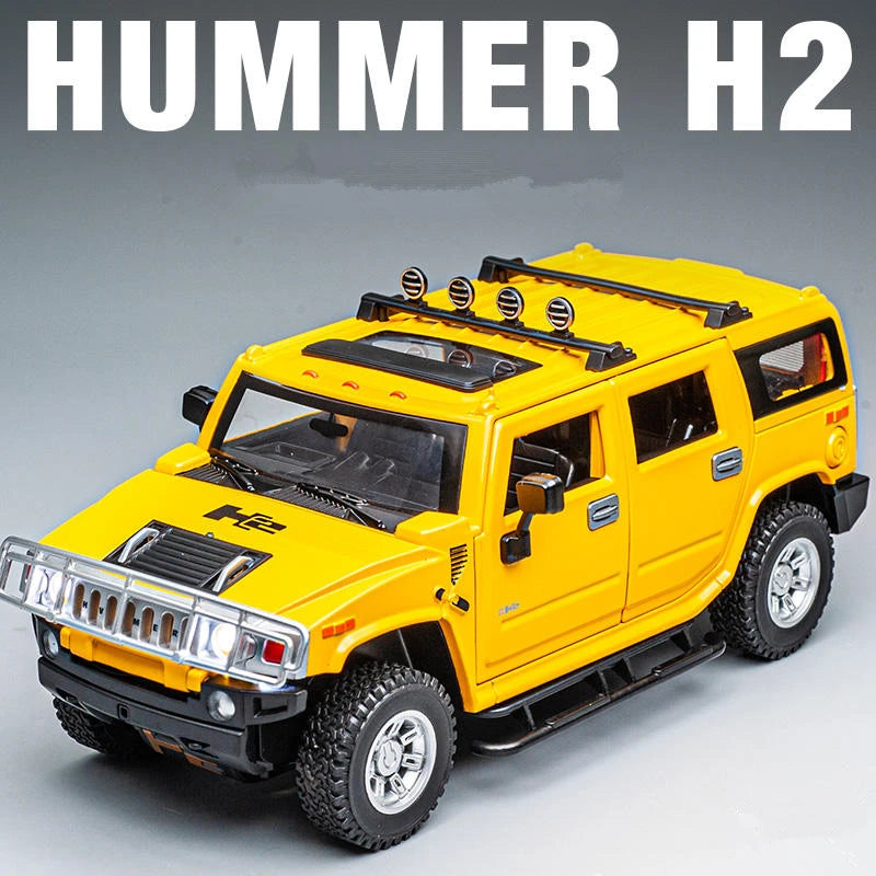 1:24 HUMMER H2 Alloy Car Model Diecast Metal Toy Off-road Vehicles Model Sound and Light Simulation Collection Children Toy Gift