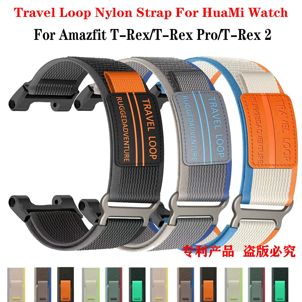 Travel Loop Nylon Strap For Huami Amazfit T-REX 2 3 Smart Watch Band Sports Bracelet For Xiaomi Amazfit T-Rex/T Rex Pro 2 Correa