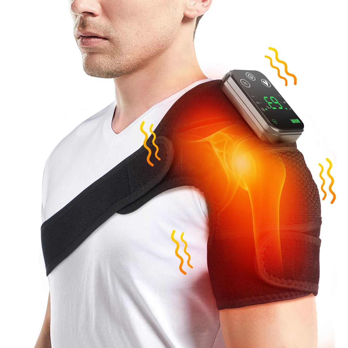 Electric Heating Shoulder Support Belt Vibration 3 Levels Temperature Adjustment Cold Warm Body Relaxation Tool for Both Side