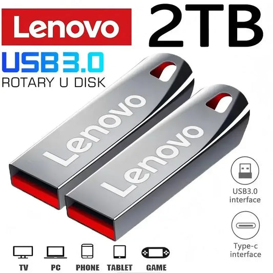 Lenovo 2TB Usb 3.0 Flash Drives High Speed Metal Pendrive 1TB 512GB 256GB Portable Usb Drive Waterproof Memoria Usb Flash Disk