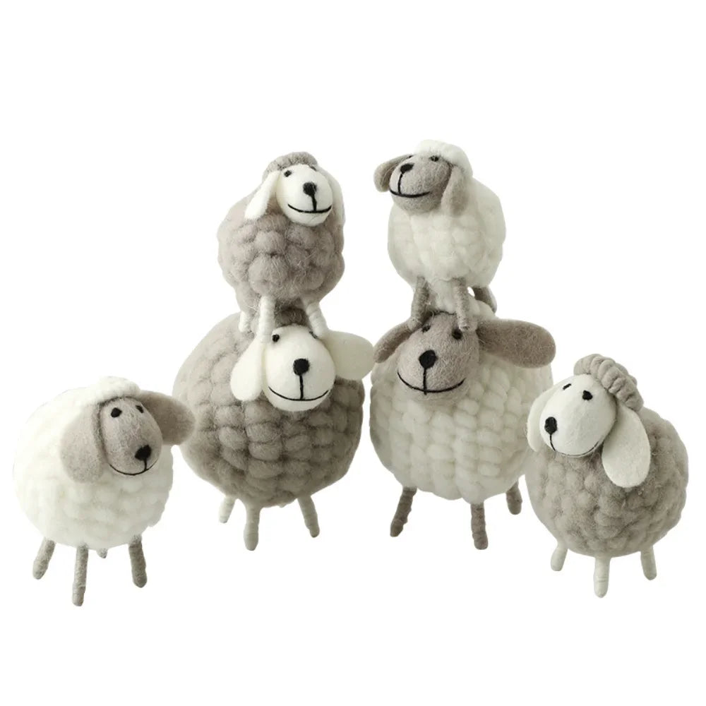 Scandinavian Ins Style Cute Felt Sheep Ornaments Desktop Decorations Children's Room Personality Girl Desk Small Ornaments