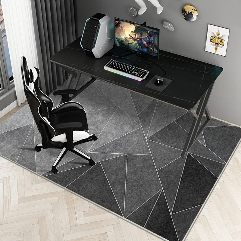 VIKAMA Geometric Carpet Study Office Computer Desk E-Sports Chair Non-Slip Mat Bedroom Rectangular Crystal Velvet Foot Mat